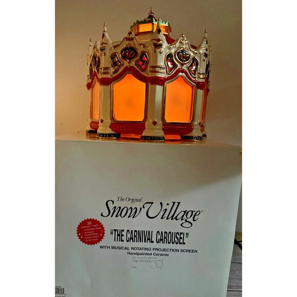Department 56 THE CARNIVAL CAROUSEL Musical Porcelain Original BOX Snow Village - Picture 5 of 17